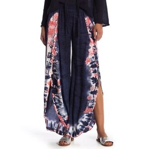 Young Fabulous & Broke Navy and Coral Tie-Dye Wide Leg Pants